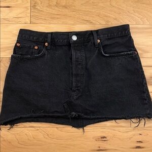 Re/Done Black Denim Micro Skirt